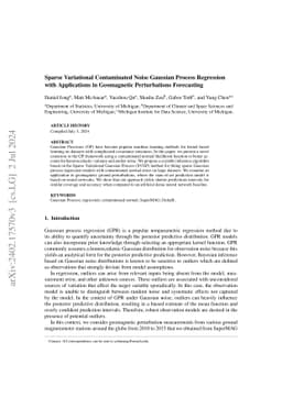 Sparse Variational Contaminated Noise Gaussian Process Regression with
  Applications in Geomagnetic Perturbations Forecasting