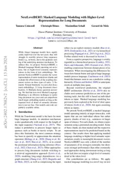NextLevelBERT: Masked Language Modeling with Higher-Level
  Representations for Long Documents