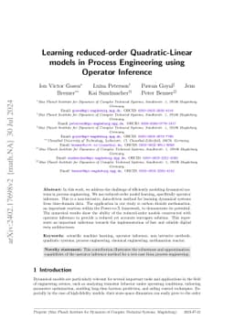 Learning reduced-order Quadratic-Linear models in Process Engineering
  using Operator Inference