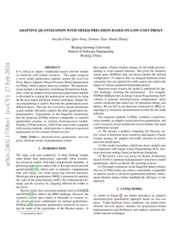 Adaptive quantization with mixed-precision based on low-cost proxy
