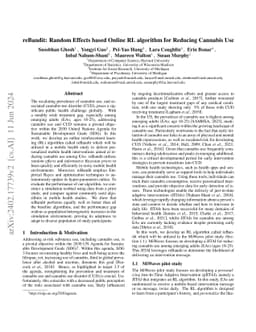 reBandit: Random Effects based Online RL algorithm for Reducing Cannabis
  Use