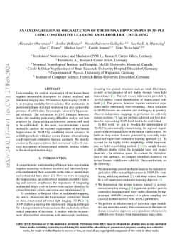 Analyzing Regional Organization of the Human Hippocampus in 3D-PLI Using
  Contrastive Learning and Geometric Unfolding