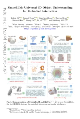 ShapeLLM: Universal 3D Object Understanding for Embodied Interaction