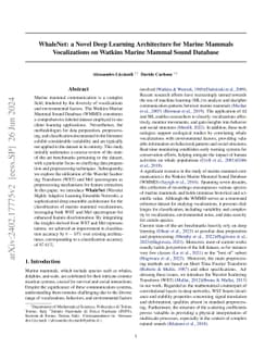 WhaleNet: a Novel Deep Learning Architecture for Marine Mammals
  Vocalizations on Watkins Marine Mammal Sound Database