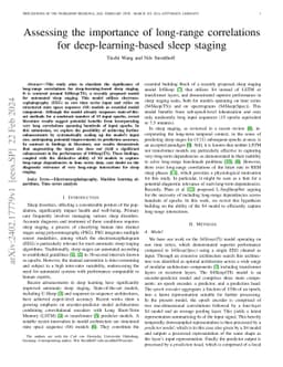 Assessing the importance of long-range correlations for
  deep-learning-based sleep staging