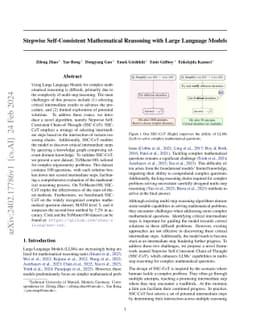 Stepwise Self-Consistent Mathematical Reasoning with Large Language
  Models