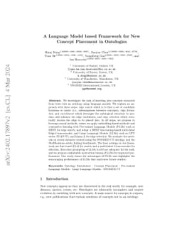A Language Model based Framework for New Concept Placement in Ontologies