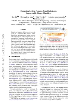 Extracting Lexical Features from Dialects via Interpretable Dialect
  Classifiers
