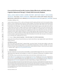 Can an LLM-Powered Socially Assistive Robot Effectively and Safely
  Deliver Cognitive Behavioral Therapy? A Study With University Students