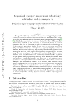 Sequential transport maps using SoS density estimation and
  $α$-divergences
