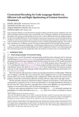 Constrained Decoding for Code Language Models via Efficient Left and
  Right Quotienting of Context-Sensitive Grammars