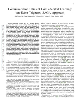 Communication Efficient ConFederated Learning: An Event-Triggered SAGA
  Approach