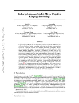 Do Large Language Models Mirror Cognitive Language Processing?