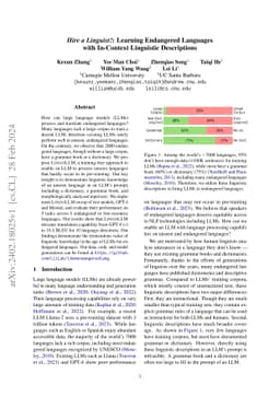 Hire a Linguist!: Learning Endangered Languages with In-Context
  Linguistic Descriptions