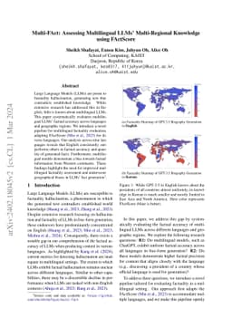 Multi-FAct: Assessing Multilingual LLMs' Multi-Regional Knowledge using
  FActScore