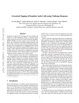 AI-assisted Tagging of Deepfake Audio Calls using Challenge-Response