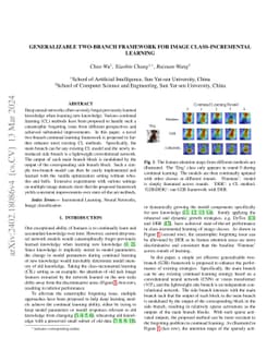 Generalizable Two-Branch Framework for Image Class-Incremental Learning