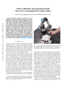 Fixture calibration with guaranteed bounds from a few
  correspondence-free surface points