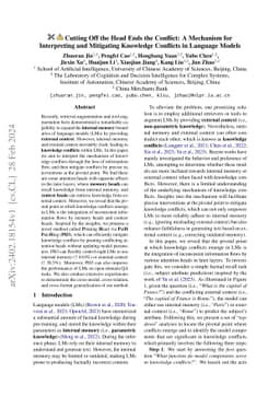 Cutting Off the Head Ends the Conflict: A Mechanism for Interpreting and
  Mitigating Knowledge Conflicts in Language Models