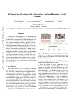 Ef-QuantFace: Streamlined Face Recognition with Small Data and Low-Bit
  Precision