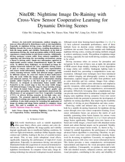 NiteDR: Nighttime Image De-Raining with Cross-View Sensor Cooperative
  Learning for Dynamic Driving Scenes