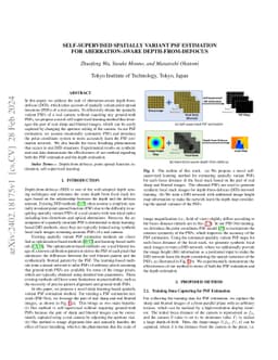 Self-Supervised Spatially Variant PSF Estimation for Aberration-Aware
  Depth-from-Defocus