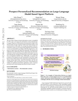 Prospect Personalized Recommendation on Large Language Model-based Agent
  Platform