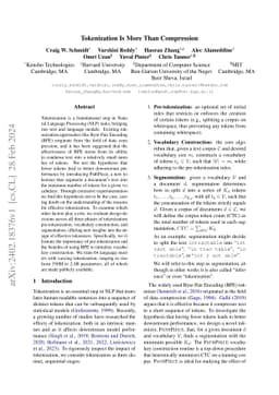 Tokenization Is More Than Compression