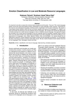 Emotion Classification in Low and Moderate Resource Languages