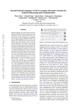 Beyond Natural Language: LLMs Leveraging Alternative Formats for
  Enhanced Reasoning and Communication