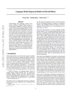 Language Models Represent Beliefs of Self and Others