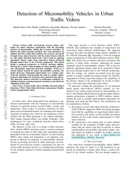 Detection of Micromobility Vehicles in Urban Traffic Videos