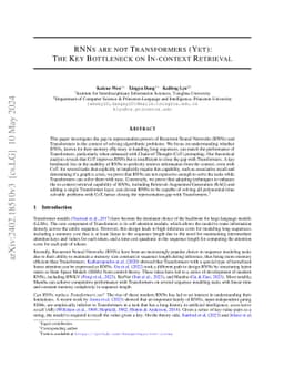 RNNs are not Transformers (Yet): The Key Bottleneck on In-context
  Retrieval