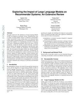Exploring the Impact of Large Language Models on Recommender Systems: An
  Extensive Review