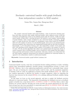 Stochastic contextual bandits with graph feedback: from independence
  number to MAS number