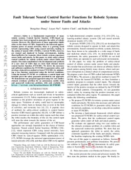 Fault Tolerant Neural Control Barrier Functions for Robotic Systems
  under Sensor Faults and Attacks