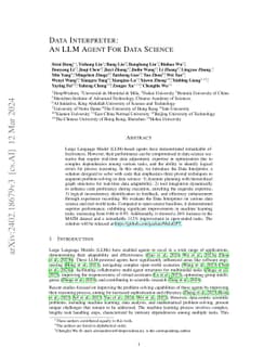 Data Interpreter: An LLM Agent For Data Science