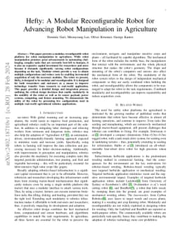 Hefty: A Modular Reconfigurable Robot for Advancing Robot Manipulation
  in Agriculture