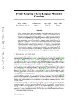 Priority Sampling of Large Language Models for Compilers