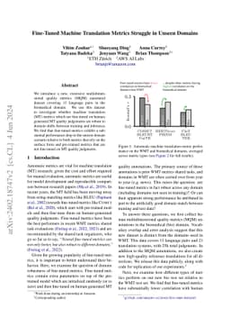 Fine-Tuned Machine Translation Metrics Struggle in Unseen Domains