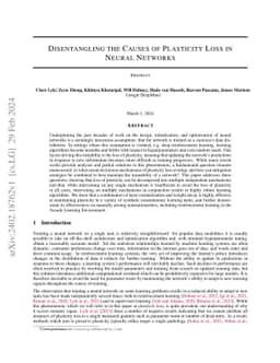Disentangling the Causes of Plasticity Loss in Neural Networks