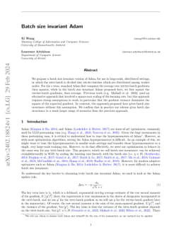 Batch size invariant Adam