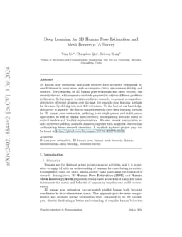 Deep learning for 3D human pose estimation and mesh recovery: A survey