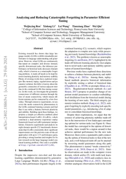 Analyzing and Reducing Catastrophic Forgetting in Parameter Efficient
  Tuning
