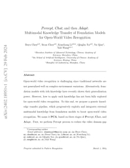 Percept, Chat, and then Adapt: Multimodal Knowledge Transfer of
  Foundation Models for Open-World Video Recognition