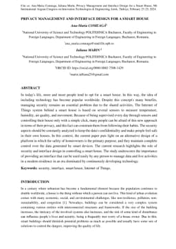 Privacy Management and Interface Design for a Smart House