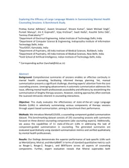 Exploring the Efficacy of Large Language Models in Summarizing Mental
  Health Counseling Sessions: A Benchmark Study