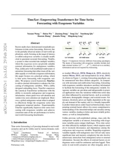 TimeXer: Empowering Transformers for Time Series Forecasting with
  Exogenous Variables