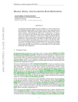 Masks, Signs, And Learning Rate Rewinding