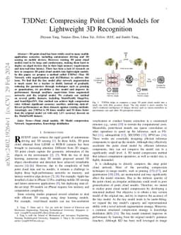 T3DNet: Compressing Point Cloud Models for Lightweight 3D Recognition
